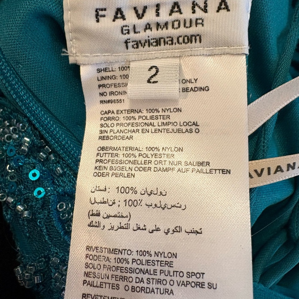 Faviana Teal Sequin Prom/Party Dress - Picture 6 of 7